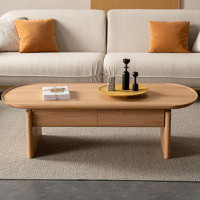 MABOLUS 55.12" Burlywood Solid Wood Rectangular Coffee Table