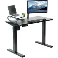 Vivo Inbox Zero White Electric 43" X 24" Stand Up Desk Workstation | 3 Section Table Top