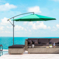 Arlmont & Co. Arlmont & Co. 10Ft Garden Parasol Sun Shade Patio Banana Hanging Rattan Set Umbrella Cantilever Green