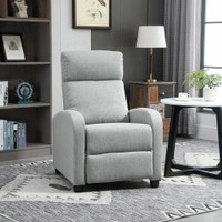 FABRIC RECLINER MANUAL HOME THEATER SEATING SINGLE LINEN-TOUCH SOFA ARMCHAIR FOR LIVING ROOM, LIGHT GREY