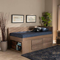 Loon Peak Avni Modern And Contemporary Antique Oak Finished Wood 4-Drawer Twin Size Storage Bed