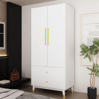 Rubbermaid 2-Door Wardrobe Closet With 2 Drawers, Armoire Wardrobe Closet With Hanging Rod, Bedroom Armoire Closet With