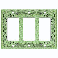 WorldAcc Metal Light Switch Plate Outlet Cover (Green Paisley Bandana Tile   - Single Toggle)