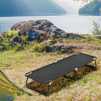 Folding Camping Bed Cot 74.75" x 22.75" x 11" Black