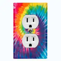 WorldAcc Metal Light Switch Plate Outlet Cover (Colorful Tie Die - Single Duplex)