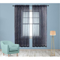 Wrought Studio Sheer Curtains For Living Room 2 Panels Gold Foil Printed Voile Linen Curtains Drapes Light Filter Rod Po