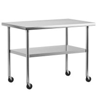 Goldensoil Stainless Steel Work Table 30" X 24" With Undershelf & Caster Wheels, [NSF Certified][Heavy Duty] Commercial