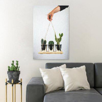 MentionedYou Green Cactus Plant On White Pot 3 - 1 Piece Rectangle Graphic Art Print On Wrapped Canvas
