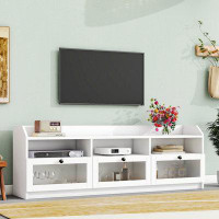 Ebern Designs Sleek & Modern Design TV Stand With Acrylic Board Door