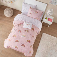 Zoomie Kids Julieta Rainbow Metallic Printed Stars Comforter Set with Bed Sheets