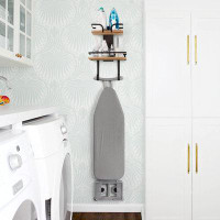 VINAEMO Vinaemo Ironing Board Hanger Wall Mount, 2-layer Iron And Ironing Board Holder, Laundry Room Shelves Solid Wood