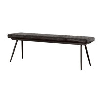 17 Stories Vafa Genuine Leather Upholstered Dining Bench in Brown and Black