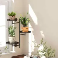 17 Stories Rotating Window Plant Shelves Indoor, 3-tier Metal Plant Stand, Wall Plant holder