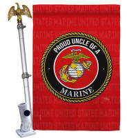 Breeze Decor Proud Uncle Marines House Flag Set Marine Corps Armed Forces Yard Banner 28 X 40 Inches Double-Sided Decora
