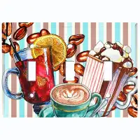 WorldAcc Metal Light Switch Plate Outlet Cover (Coffee Beans Mocha Press Maker Teal Brown Stripes - Triple Toggle)