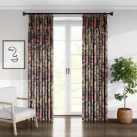 Colcha Linens Jacqueline Drapery Linen Floral Room Darkening Pinch Pleat Single Curtain Panel