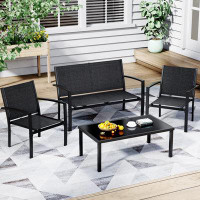 Winston Porter 4 Pieces Patio Furniture Set, Outdoor Conversation Sets For Patio, Lawn, Garden