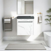 Wrought Studio 20 Inch Wall-Mounted Single Bathroom Vanity With Resin Top