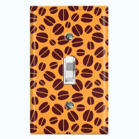 WorldAcc Metal Light Switch Plate Outlet Cover (Coffee Beans Brown Orange - Single Toggle)