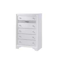 Ceballos Matrix Traditional Style 5 Drawer Chest Made With Wood In White Colour