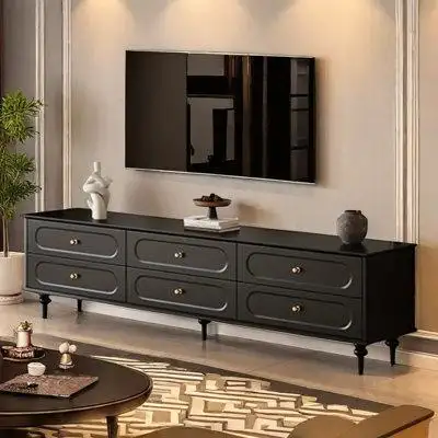 jessica American solid wood black TV cabinet