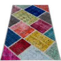 Rug N Carpet Iskece Beige Patchwork Wool Handmade Area Rug