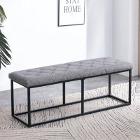 Latitude Run® Tufted Extra-Long Entryway Bench, 51" Bedroom Benches Upholstered Dining Benches, Fabric End Of Bed Bench