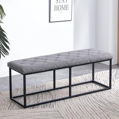 Latitude Run® Tufted Extra-Long Entryway Bench, 51" Bedroom Benches Upholstered Dining Benches, Fabric End Of Bed Bench  in Couches & Futons
