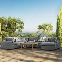 Modway Commix 7-Piece Outdoor Patio Sectional Sofa In White