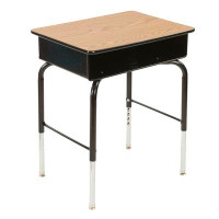 ECR4Kids ECR4Kids Open Front Desk with Metal Storage Book Box, Adjustable, Classroom Furniture, Oak