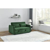 Mercer41 Mercer41 55" Modern Velvet Pull Out Sofa Bed Loveseat Lounge Chaise,Sleeper Sofa Bed With Adjustable Backrest 2