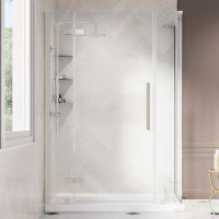 Ove Decors Endless Tampa 54.02" W x 35.98" D x 72.01" H Frameless Rectangle Shower Kit with Fixed Panel and Base Include