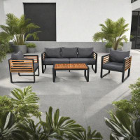Latitude Run® 4-pieces Outdoor Furniture Sofa For 5 Person Conversation Set