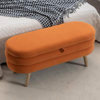Ivy Bronx Velvet Fabric Storage Bench Bedroom Bench With Wood Legs For Living Room Bedroom Indoor