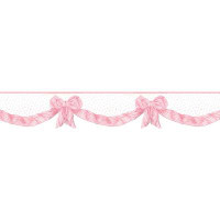 Wildon Home® Scalloped Pink Striped Bows Wallpaper Border -  Pink, White 15' L x 9" W