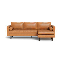 Hokku Designs Jackie Leather Reversible Sofa Chaise, Hudson Lager