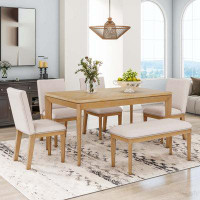Latitude Run® 6-Piece Dining Table Set with Upholstered Chairs and Bench