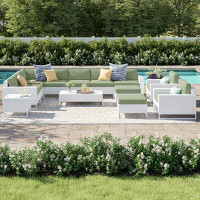 Wade Logan Azyon Miami 13 Piece Outdoor Sectional Seating Group with Cushions and Coffee Table