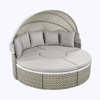 Bay Isle Home™ Patio Furniture Round Outdoor Sectional Sofa Set Rattan Daybed