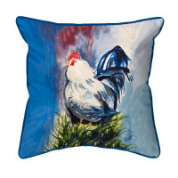 East Urban Home Blue & White Rooster Indoor/Outdoor Pillow