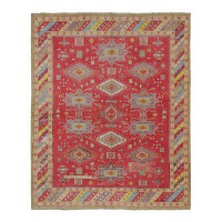 Rug & Kilim Antique Agra Rug In Red With Colourful Geometric Patterns, From Rug & Kilim