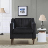 George Oliver Upholstered Accent Chair, Single Sofa Side Chair with Solid Wood Legs