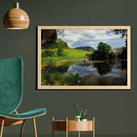East Urban Home Ambesonne Nature Wall Art With Frame, Lake By Meadow In A Sunny Day Rural Country Valley Scottish Summer