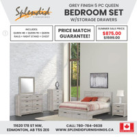 Spring Sale!! Canadian Made Sophisticated Style, 5 Pc Queen Bedroom Set
