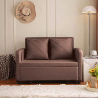 Ebern Designs Modern Love Seat Futon Sofa Bed with Headboard