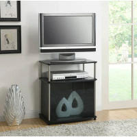 Ebern Designs Ebern Designs Designs2go No Tools TV Stand With Black Glass Cabinet For Tvs Up To 25", Multiple Colors