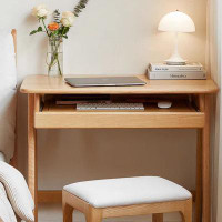 Orren Ellis 39.37" Burlywood Rectangular Solid Wood Desk,1-keyboard stand