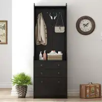 Latitude Run® 27.5''W Narrow Hall Tree with Flip Drawer, Multi-functional Coat Rack with Cabinet