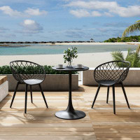 Corrigan Studio Kurv Bistro 24" Round Steel Table and Pedestal Base for Indoors or Patio with Kurv Ergonomic Chairs