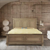 Alcott Hill Rustic Farmhouse Style Whitewash Queen Storage Panel Bed